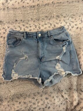 Charlotte Russe Light Blue Distressed Denim Shorts